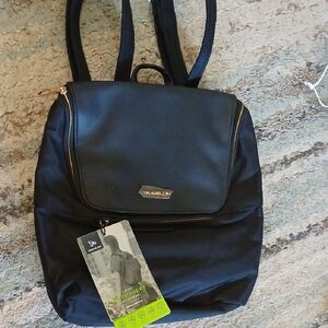 Travelon Sleek Black Backpack with Gold Zipper